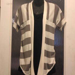 Cream and gray stripe cover up